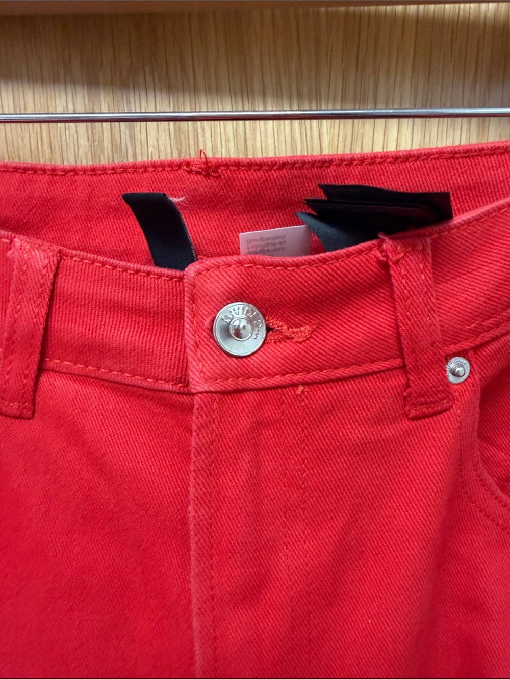 H&M Divided Wide Leg Bright Tomato Red Jeans Y2K Style Denim Size 12 - Picture 7 of 8